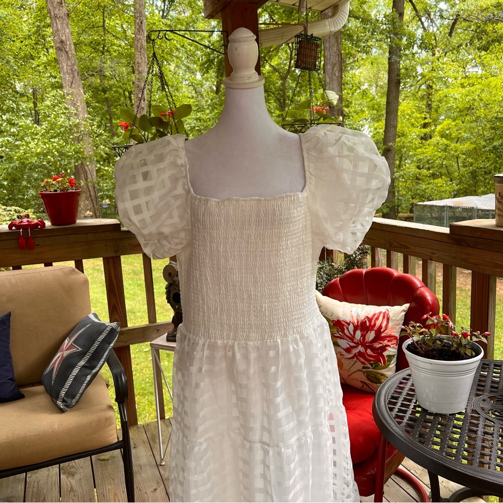 Pretty Garden White Pretty Shoulder Sundress XXL fully lined, Maxi - Picture 5 of 13